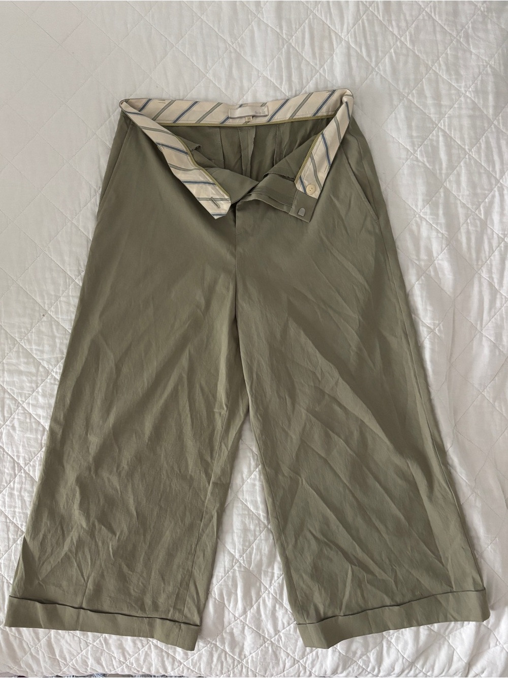 Vintage Olive Wide-Leg Foldover Pants